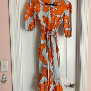 Vibrant Orange and Blue Women's Dress